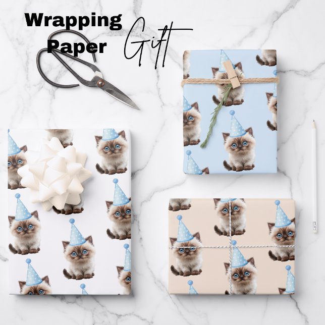 Cute Kitten Birthday Wrapping Paper Sheet (Cute Kitten Birthday Wrapping Paper Sheets)