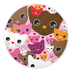 cute kitten cat background pattern ceramic knob