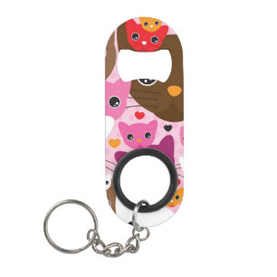 cute kitten cat background pattern mini bottle opener