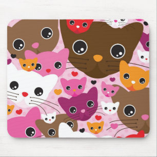 cute kitten cat background pattern mouse pad