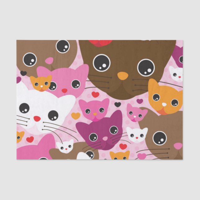 cute kitten cat background pattern tissue paper (Front)