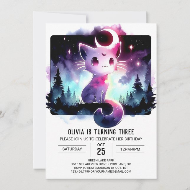 Cute Kitten Cat Birthday Invitation (Front)