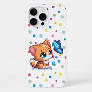 Cute kitten/cat & butterfly  iPhone 16 pro max case