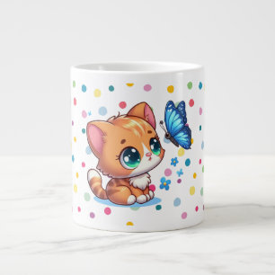 Cute kitten/cat & butterfly  large coffee mug