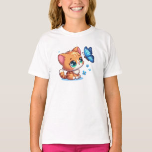 Cute kitten/cat & butterfly  T-Shirt
