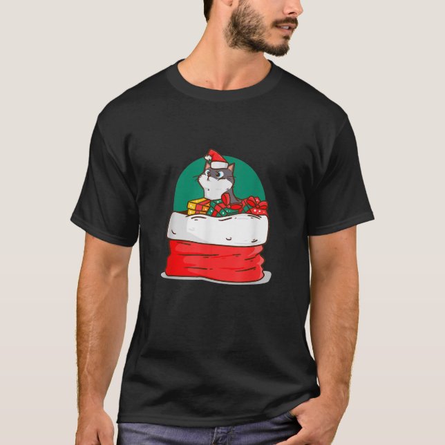 Cute Kitten Cat Christmas Reindeer Antler Meowy Ca T-Shirt (Front)