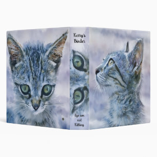 Cute Kitten Cat Eyes Pun and Fun Art Binder