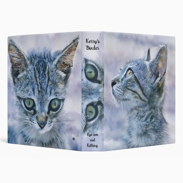 Cute Kitten Cat Eyes Pun and Fun Art Binder (Background)