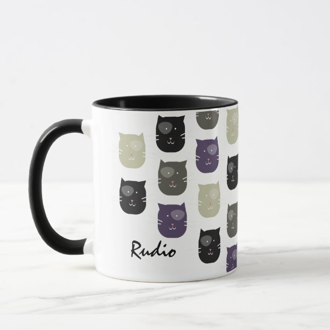 Cute Kitten Cat Faces Pet Photo Name   Mug (Left)