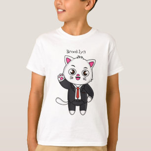 Cute kitten cat in business suit cartoon T-Shirt