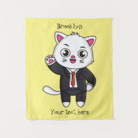Cute kitten cat in business suit cartoon