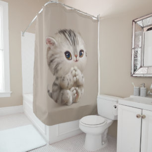 Cute Kitten Cat Kitty Cat Watercolor Tan Shower Cu