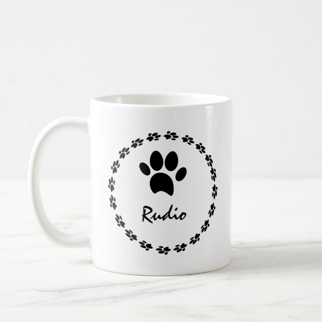Cute Kitten Cat Pet Photo Paw Name   Coffee Mug (Left)