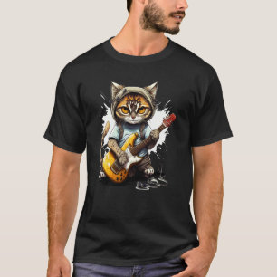 Cute Kitten Cat Playing Guitar 1 T-Shirt