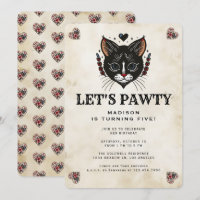 Cute Kitten Cat Rockabilly Kids Birthday Party