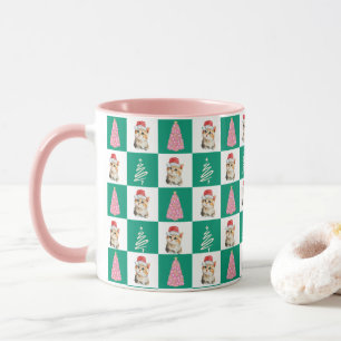 Cute kitten cat Santa Merry Christmas tree party Mug