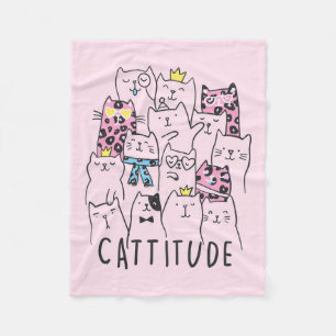 Cute Kitten Cattitude Cat Lovers Gift Fleece Blanket