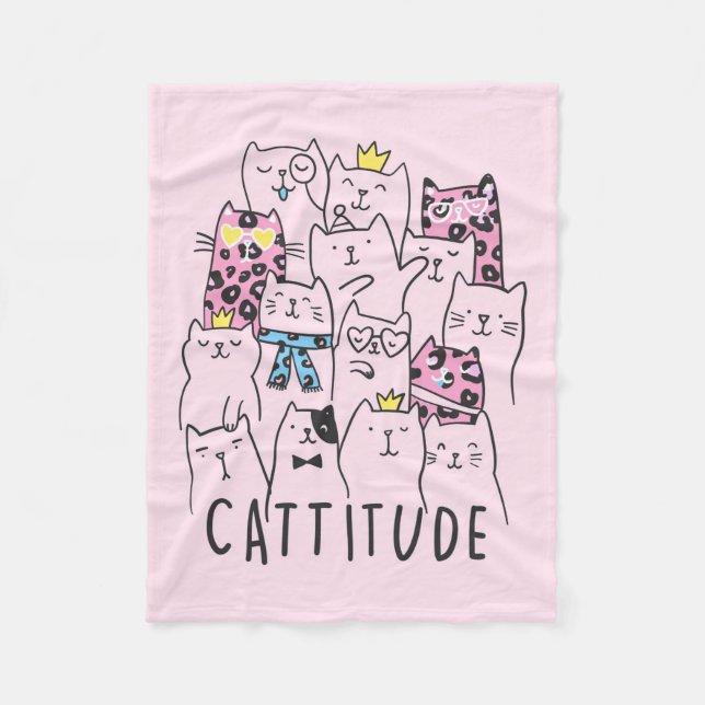 Cute Kitten Cattitude | Cat Lovers Gift Fleece Blanket (Front)