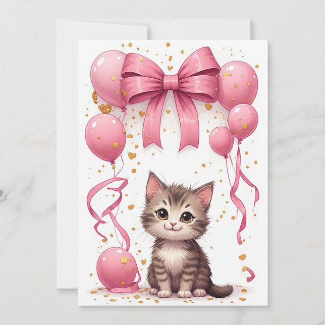 Cute Kitten Celebration Card 🐱 (Front)