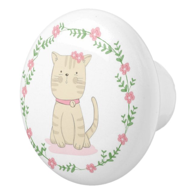 Cute Kitten Ceramic Knob (Right)