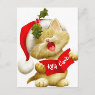 Cute Kitten Chantant Caroler de Noël Carte postale