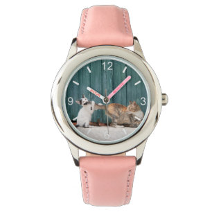 Cute Kitten Chasing Mom's Tail Funny Cat Photo - Watch