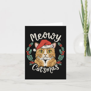 Cute Kitten Christmas Santa Hat Meowy Catmas Men W Card