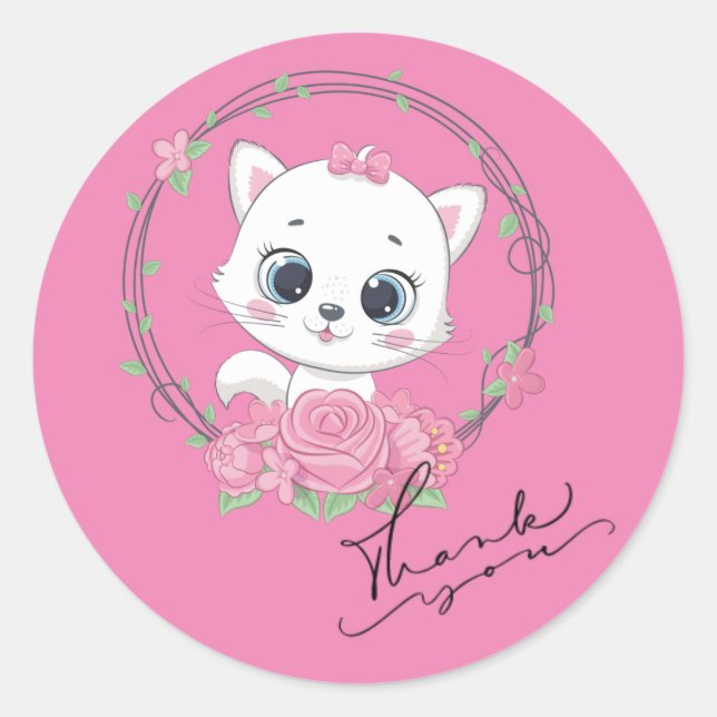 Cute kitten  classic round sticker (Front)