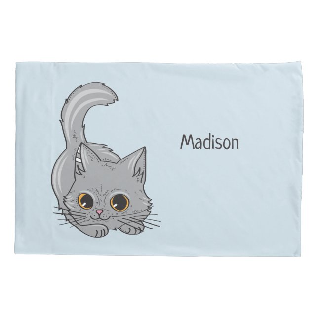 Cute Kitten custom name & colour pillowcases (Back)