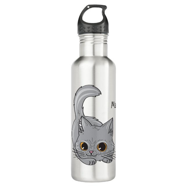 Cute Kitten custom name water bottles (Front)