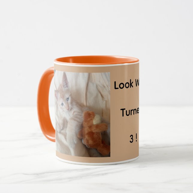 Cute Kitten Custom Photo 3th Anniversary Mug (Front Left)