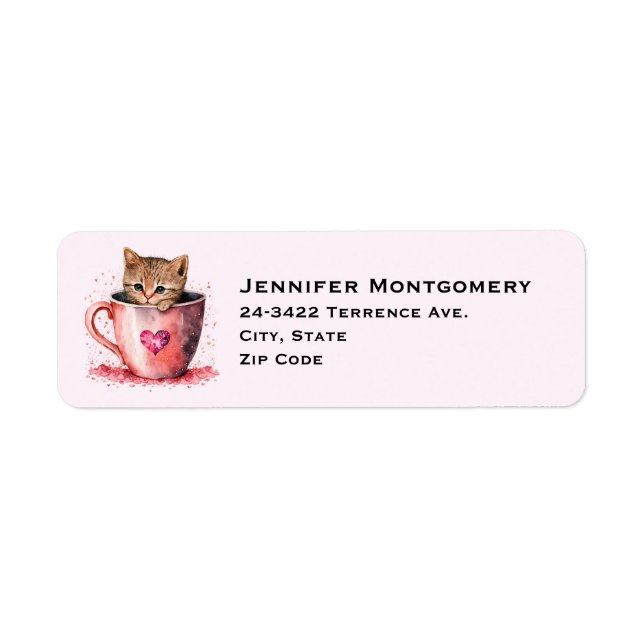 Cute Kitten dans un Teacup avec les coeurs (Devant)