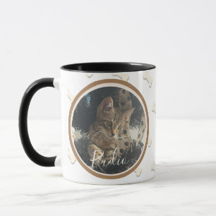 Cute Kitten Dog Pet Photo Bone Pattern Name Mug