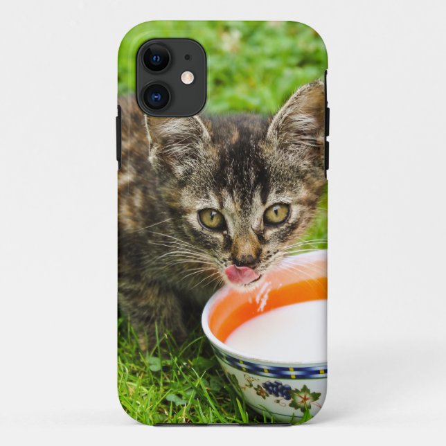 Cute kitten drinking out of a bowl Case-Mate iPhone case (Back)
