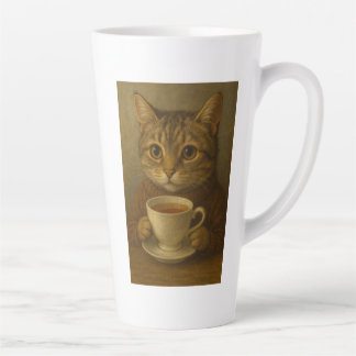 Cute kitten drinking tea with you. latte mug