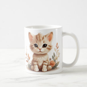 Cute Kitten et Fleurs Mug
