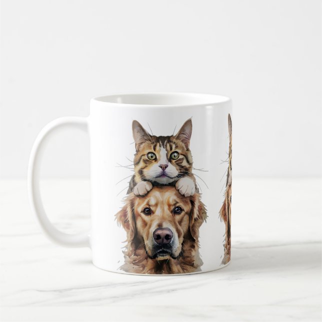 Cute Kitten et Labrador Meilleur ami Mug (Gauche)
