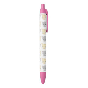 Cute Kitten Face Pattern Black Ink Pen