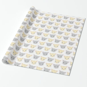 Cute Kitten Face Pattern Cat Lover Wrapping Paper