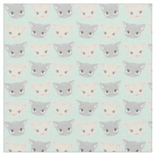 Cute Kitten Face Pattern Fabric