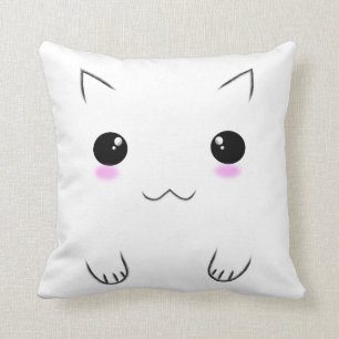 Cute Kitten Face & Paw Prints Throw Pillow