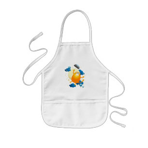 Cute Kitten Flying with Umbrella Kids Apron