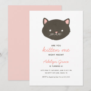 Cute Kitten Girl Anniversaire Invitation