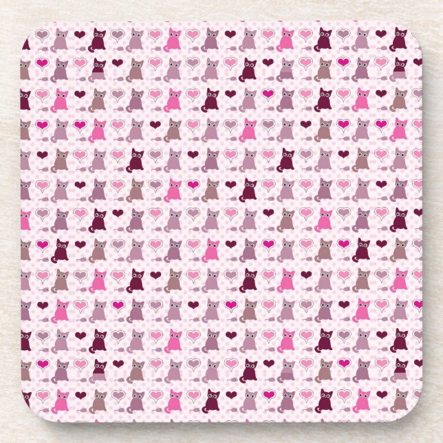 Cute kitten girls pattern coaster (Front)