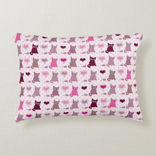 Cute kitten girls pattern decorative pillow (Front)