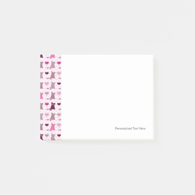 Cute kitten girls pattern post-it notes (Front)