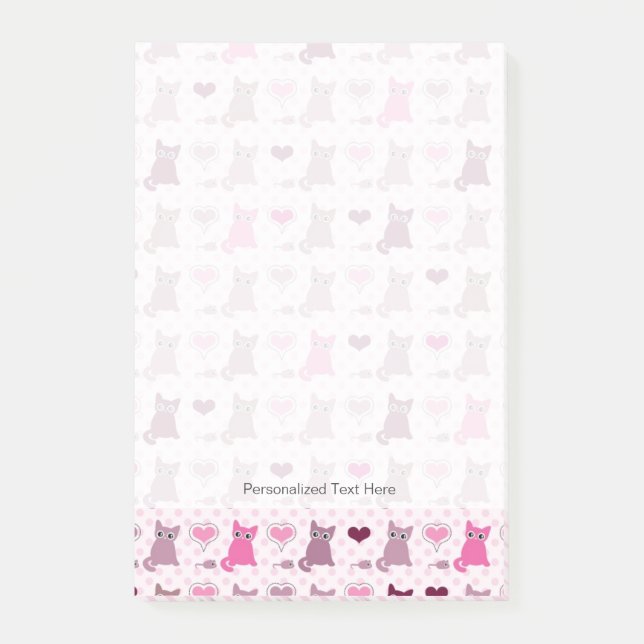 Cute kitten girls pattern post-it notes (Front)