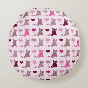 Cute kitten girls pattern round pillow