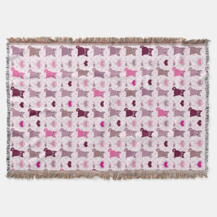 Cute kitten girls pattern throw blanket