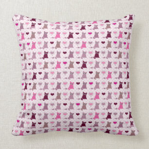 Cute kitten girls pattern throw pillow